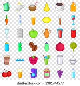 Cold drink icons set. Cartoon style of 36 cold drink vector icons for web for any design