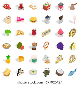 Cold drink icons set. Isometric style of 36 cold drink vector icons for web isolated on white background
