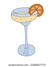 Cold drink illustration image. 
Hand drawn image artwork of a coctail. 
Simple cute original logo.
Hand drawn vector illustration for posters, cards, t-shirts.