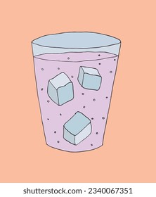 Cold drink illustration image. 
Hand drawn image artwork of a coctail. 
Simple cute original logo.
Hand drawn vector illustration for posters, cards, t-shirts.