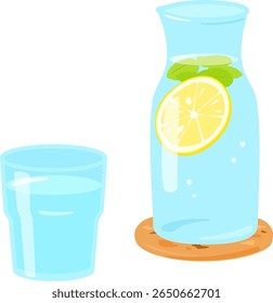 Bebida fría con limón y hierbas