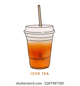 Cold drink with logo, drawing, digital art, advertising image, illustration, vector