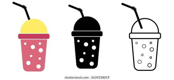 Cold drink, Milkshake, Frappe icon vector set. Silhouette of frappe symbol and sign. Vector illustration.