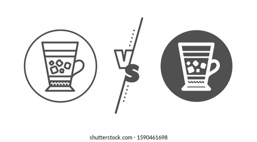 Cold drink sign. Versus concept. Frappe coffee icon. Beverage symbol. Line vs classic frappe icon. Vector