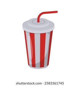 Cold Drink, Summer Flat Vector Illustration. Isolated