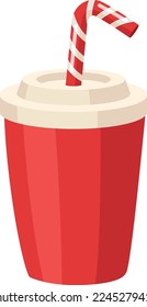 Copa de bebida fría para llevar con icono de dibujo de paja de plástico