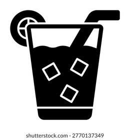 Cold Drink. This is a vector single icon with a solid style. It is suitable for various purposes, including website design, mobile app design, and logo design.