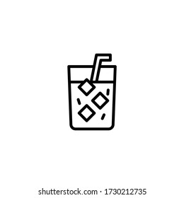 Cold drink vector icon in linear, outline icon isolated on white background