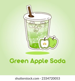 Cold drinks, Green Apple soda, refreshing