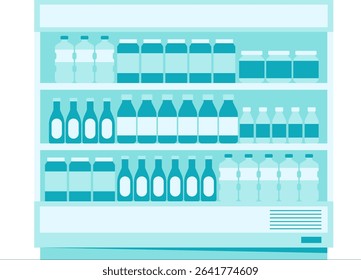 cold drinks in store refrigerator illustration