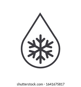 Cold drop icon. Simple outline vector symbol. Linear pictogram isolated on white.