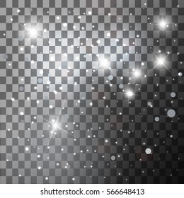 Cold effect lights on transparent background. Glow light for decoration cover, greeting card, invitations printing, brochure or flyer. Vector illustration.