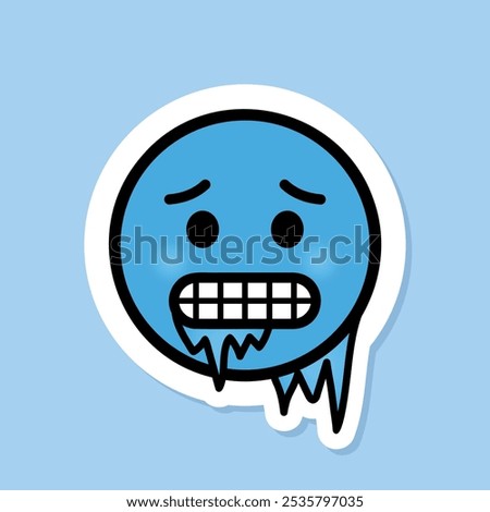 cold face emoji sticker, freezing cute sticker, vector design element