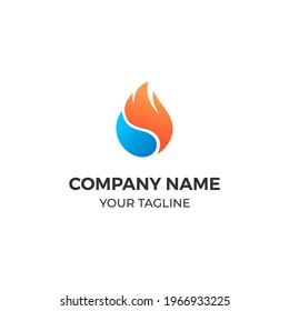 Diseño de vectores de combinaciones de iconos con logotipo frío y fuego