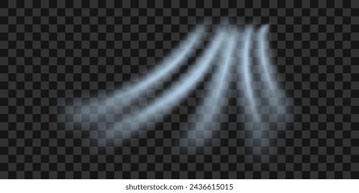 Cold flow from the air conditioner. Snowy frosty whirlwind. Realistic 3d vector illustration isolated on transparent background.