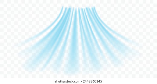 Cold flow from the air conditioner. Snowy frosty whirlwind. Realistic 3d vector illustration isolated on white transparent background.