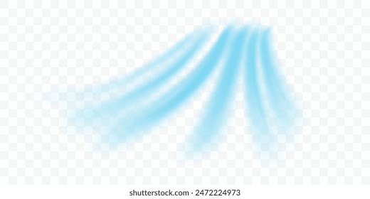 Cold flow from the air conditioner. Snowy frosty whirlwind. Realistic 3d vector illustration isolated on white transparent background.