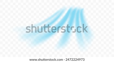 Cold flow from the air conditioner. Snowy frosty whirlwind. Realistic 3d vector illustration isolated on white transparent background.