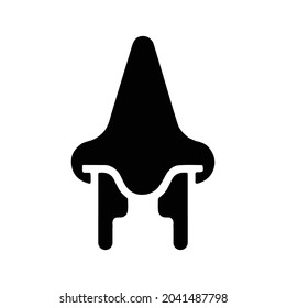 Cold, flu, nose icon. Black vector graphics.