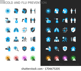 La prevención del frío y la gripe es un tema claro y oscuro. 48x48 Pixel perfecto.