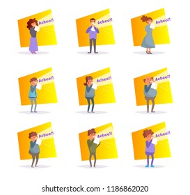 Cold, flu, sneezes Vector. Cartoon. Isolated art on white background. Flat