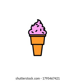 Cold food icon. Ice cream vector illustration in outline color style