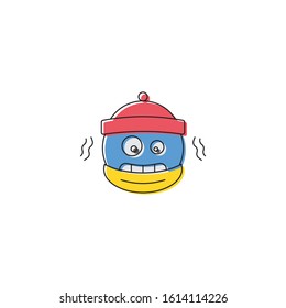 Cold freezing emoticon vector icon symbol emoji isolated on white background