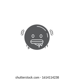 Cold freezing emoticon vector icon symbol emoji isolated on white background
