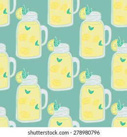 Cold Fresh Lemonade Seamless Vector Pattern