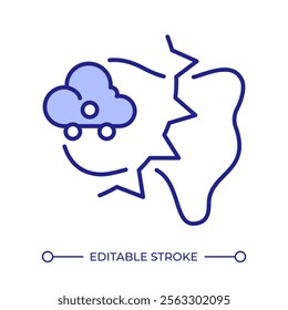 Cold front RGB color icon. Leading edge of cooler air mass. Atmospheric phenomena studying. Weather forecasting. Isolated vector illustration. Simple filled line drawing. Editable stroke