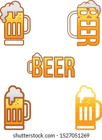 cold glass of beer october fest vector art set