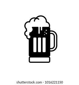 cold glass of beer vector art illustration