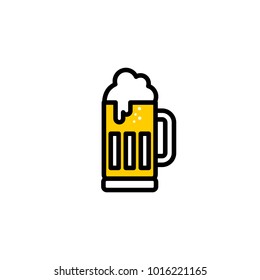 cold glass of beer vector art illustration