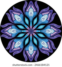 Cold graddient flower blue and purple in black background