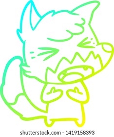 cold gradient line drawing of a angry cartoon fox