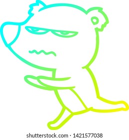 cold gradient line drawing of a angry bear cartoon running