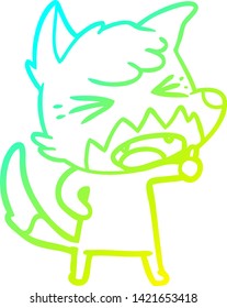 cold gradient line drawing of a angry cartoon fox