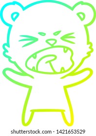 cold gradient line drawing of a angry cartoon polar bear