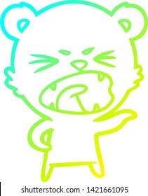 cold gradient line drawing of a angry cartoon polar bear