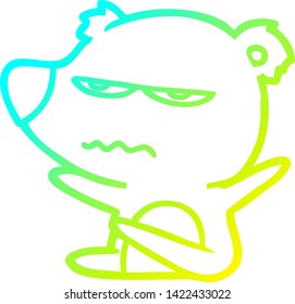 cold gradient line drawing of a angry bear cartoon