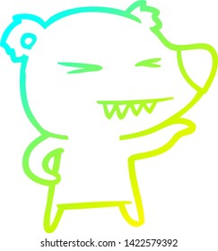 dibujo de línea de gradiente frío de una caricatura de oso enojado