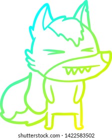 cold gradient line drawing of a angry wolf cartoon