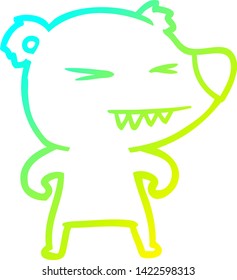 cold gradient line drawing of a angry polar bear cartoon