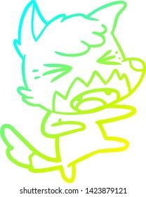 cold gradient line drawing of a angry cartoon fox attacking