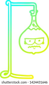 dibujo de línea de degradado frío de un experimento de ciencia de caricaturas enojado