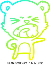 cold gradient line drawing of a angry cartoon bear