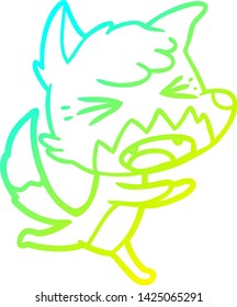 cold gradient line drawing of a angry cartoon fox running