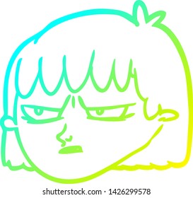 cold gradient line drawing of a angry woman
