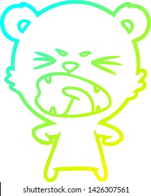 dibujo de línea de degradado frío de un oso de caricatura enojado