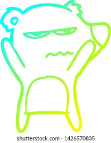 cold gradient line drawing of a angry bear cartoon